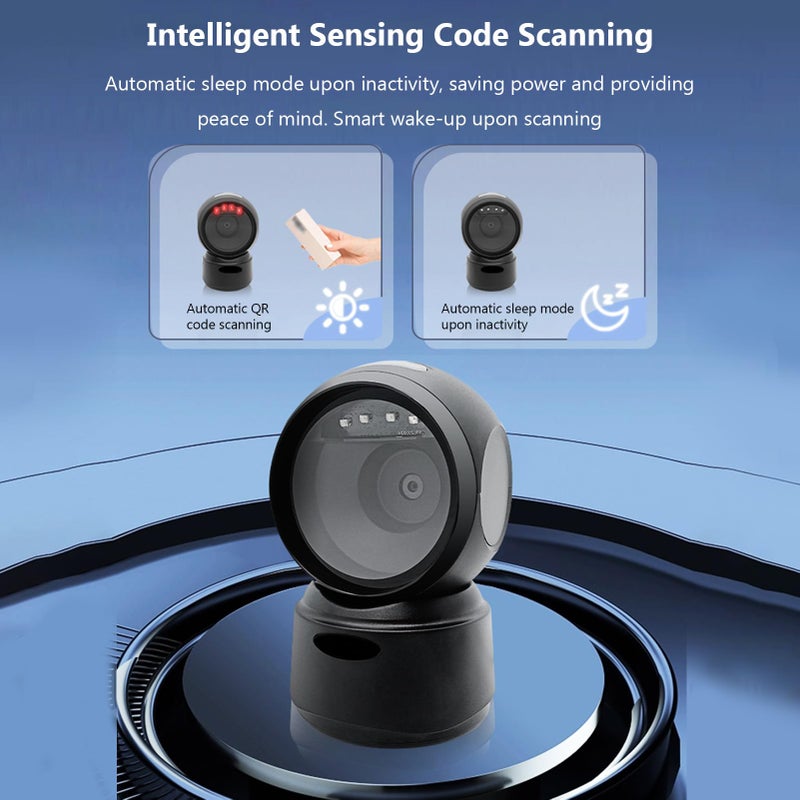 Wireless Desktop Barcode Scanner BT 5 0 1D 2D Handsfree Reader with Buzzer and LED for Retail Store - Image 5