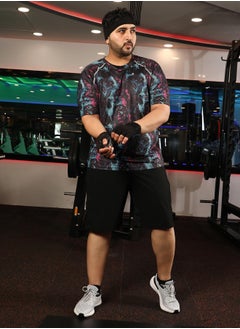 Instafab Plus Men's Midnight Black Abstract Activewear T-Shirt  - Image 5