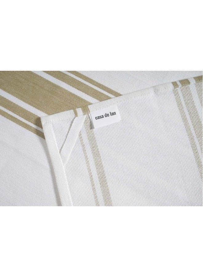 Casa De Lan Kitchen Towels Set – Pack of 6 (20'' x 30'') Extra Large Premium Cotton Dish Towels for Kitchen – Super Striped Towels – Highly Absorbent – 100% Cotton – with Hanging Loop – Beige - Image 5