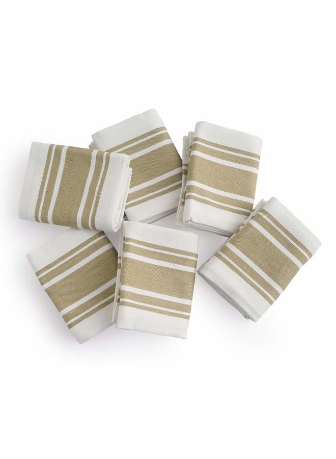 Casa De Lan Kitchen Towels Set – Pack of 6 (20'' x 30'') Extra Large Premium Cotton Dish Towels for Kitchen – Super Striped Towels – Highly Absorbent – 100% Cotton – with Hanging Loop – Beige - Image 3