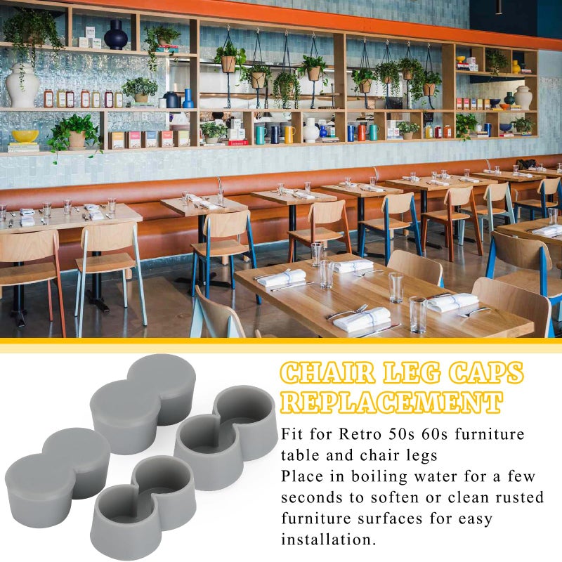 gtpartes 4 Set Double Chair Table Leg Caps Replacement Fit For Retro 50S 60S Diner Kitchen Table Tip Cap Pipe Formica Chairs Leg Tips Siamese Slide Anti-Scratch 1    Inner Diameter Vintage - Image 4