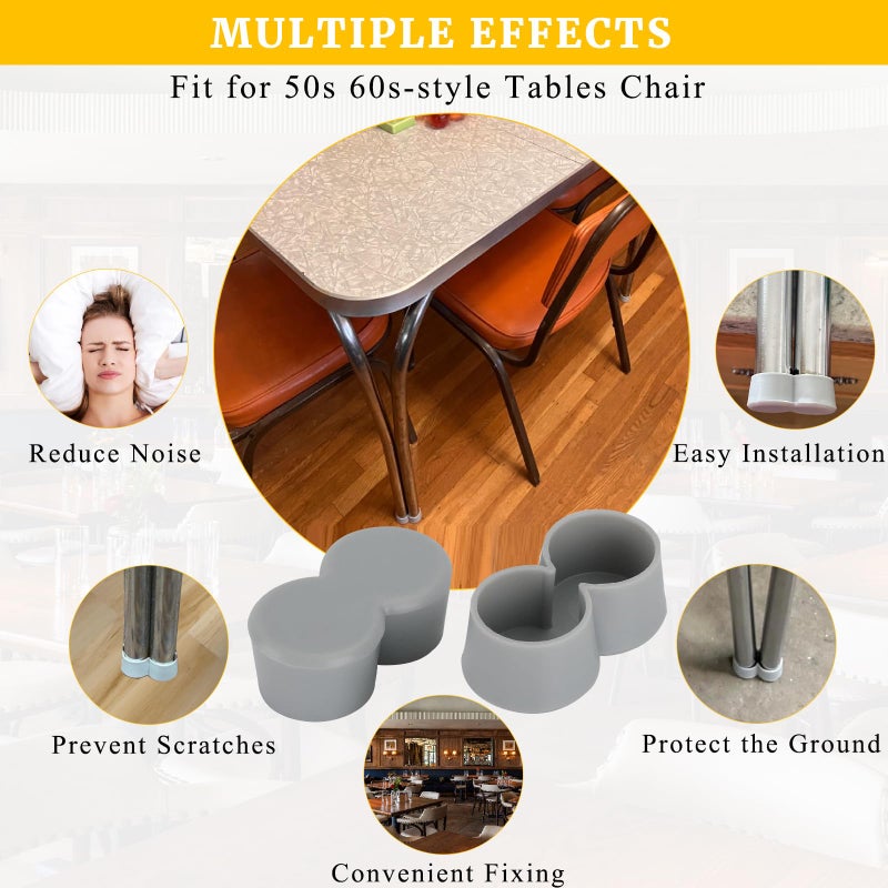 gtpartes 4 Set Double Chair Table Leg Caps Replacement Fit For Retro 50S 60S Diner Kitchen Table Tip Cap Pipe Formica Chairs Leg Tips Siamese Slide Anti-Scratch 1    Inner Diameter Vintage - Image 3
