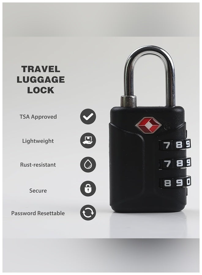 بشكل مختصر [عبوة من قطعتين] أقفال معتمدة من إدارة أمن النقل (TSA) للأمتعة، قفل برمز مكون من 3 أرقام، قفل صغير آمن للسفر مناسب لحقائب السفر وسحابات حقائب الظهر، قفل TSA صغير وخفيف الوزن لخزائن الصالة الرياضية والخزائن وصناديق الأدوات - Image 3