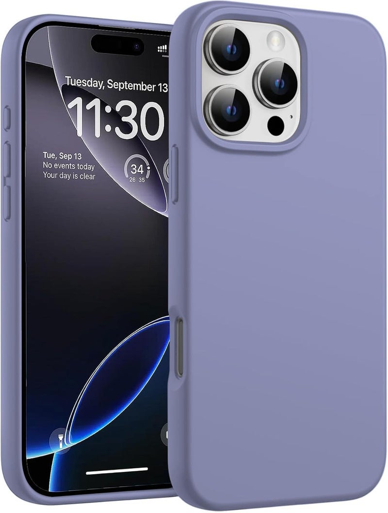 DIZORO Compatible for iPhone 16 Pro Max Case Slim Liquid Silicone 3 Layers Full Covered Soft Gel Rubber Phone Case Protective Cover 6.9 Inch - Lavender Gray - Image 1