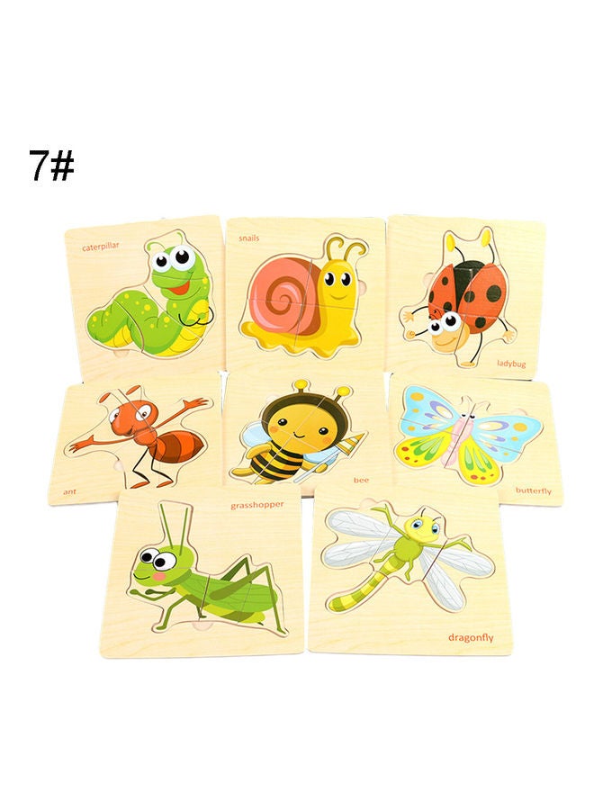 NIBEMINENT 8-Piece Wooden Cartoon Fruit Puzzle 15x4x15cm - Image 1