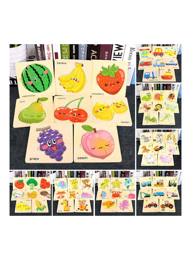 NIBEMINENT 8-Piece Wooden Cartoon Fruit Puzzle 15x4x15cm - Image 2
