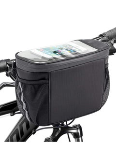 Bike Handlebar Bag, Bike Insulated Bag, Bike Front Phone Bag Cooler Storage Pouch, Bike Basket with TPU Touch Screen Insulation Bicycle Frame Bag Strap on Cycling Accessories