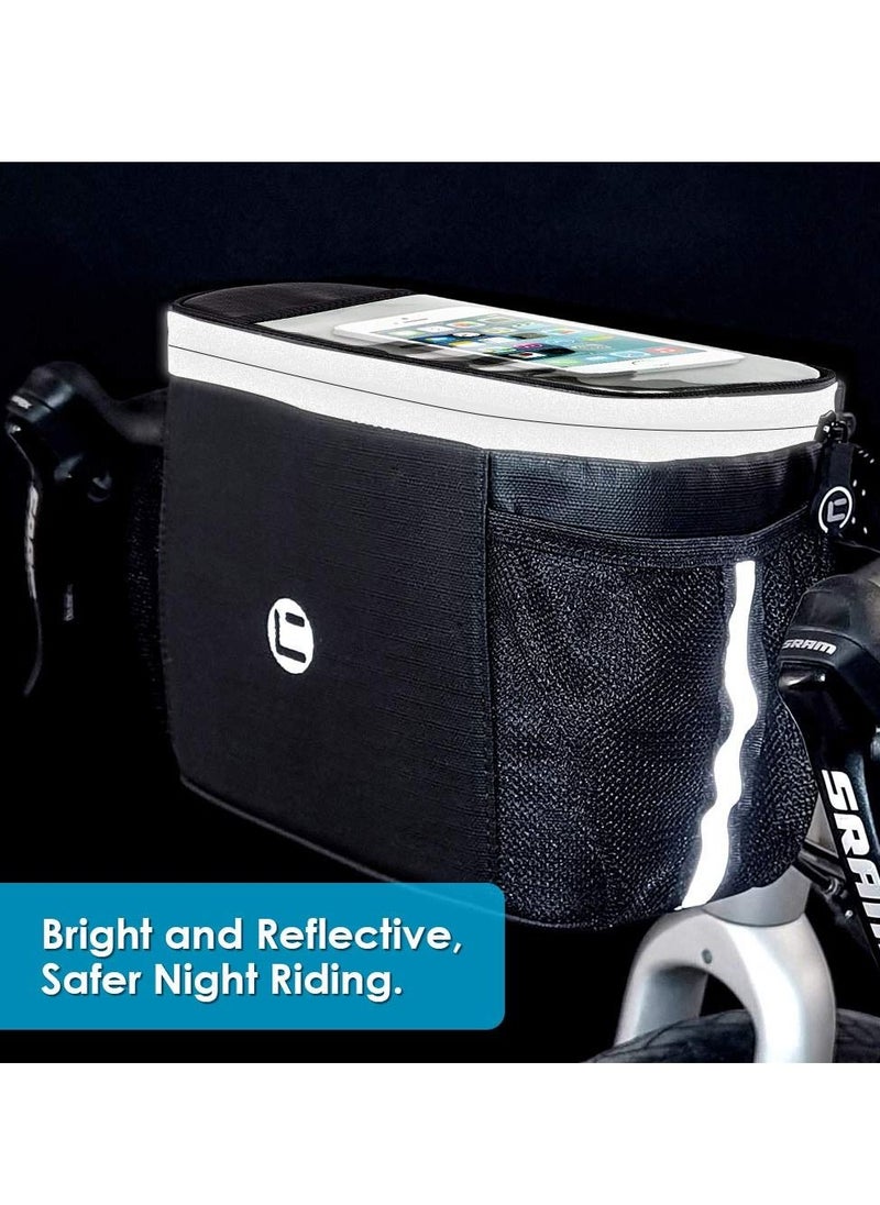 SYOSI - Bike Handlebar Bag, Bike Insulated Bag, Bike Front Phone Bag Cooler Storage Pouch, Bike Basket with TPU Touch Screen Insulation Bicycle Frame Bag Strap on Cycling Accessories - Image 1