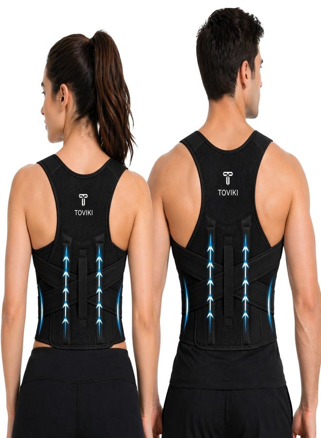 ionocore TOVIKI Posture Corrector Belt for Men & Women | Adjustable Back Brace | Upper Back & Shoulder Support | Neoprene Spine Corrector Belt | Relieves Back Pain, Neck Hump & Rounded Shoulders | Universal Size (28–52") | Black - Image 1