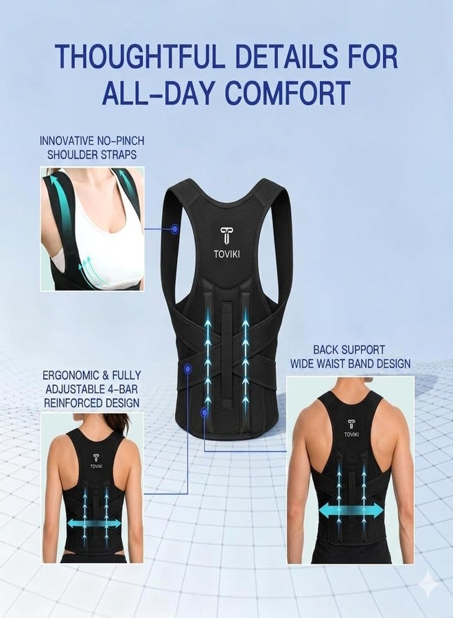 ionocore TOVIKI Posture Corrector Belt for Men & Women | Adjustable Back Brace | Upper Back & Shoulder Support | Neoprene Spine Corrector Belt | Relieves Back Pain, Neck Hump & Rounded Shoulders | Universal Size (28–52") | Black - Image 5