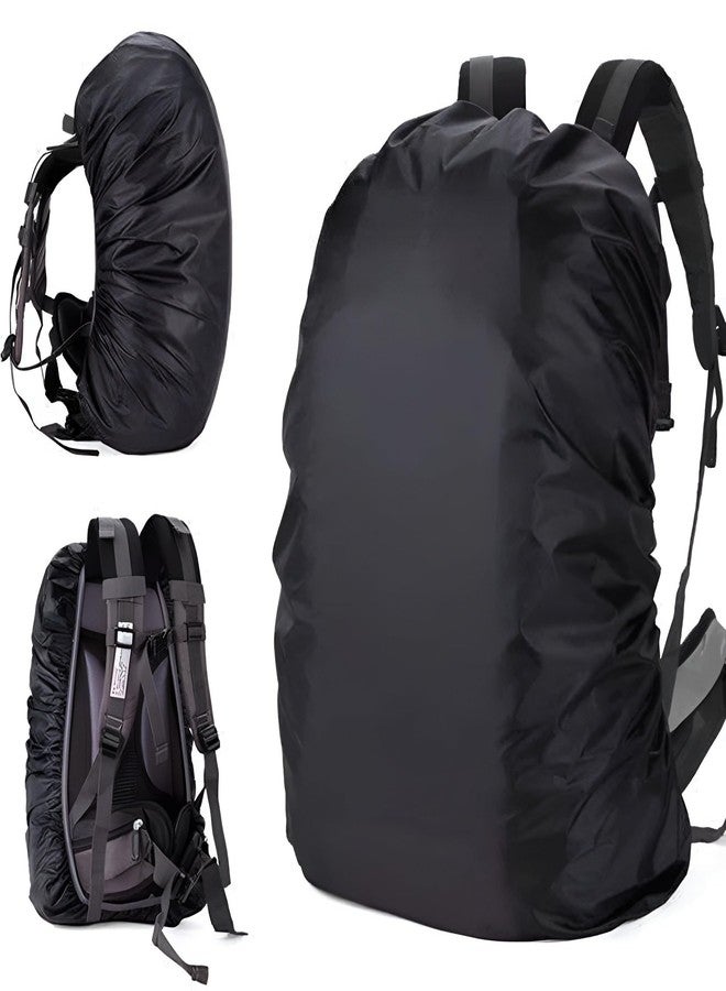 HOUSELY Backpack Rain Cover 30-35L Waterproof Dustproof Bag Cover with Elastic Buckle & Storage Pouch, Travel Hiking School Laptop Bag Rain Protector, Lightweight Foldable (Black) - Image 1