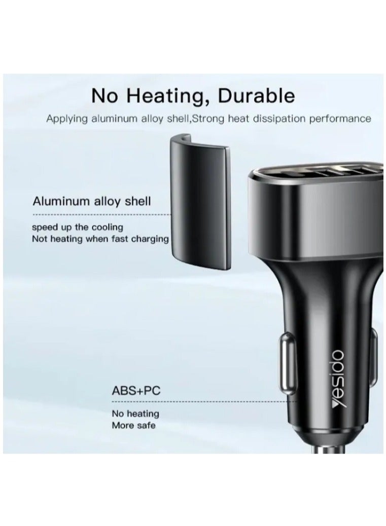Yesido Y47 49W Double USB+Type-C/USB-C Port Car Fast Charger(Black) - Image 2