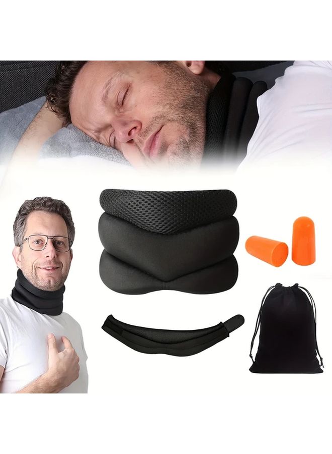 Adjustable Cervical Alignment Pillow Black Ergonomic Support For Computer Work Travel Sleeping - Image 3
