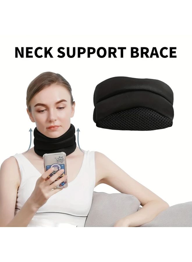 Adjustable Cervical Alignment Pillow Black Ergonomic Support For Computer Work Travel Sleeping - Image 1