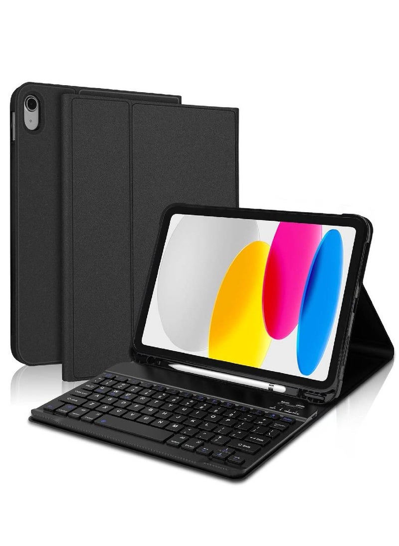 iPad 10th Generation Keyboard Case with Trackpad (10.9 Inch 2022) – Wireless Detachable Multi-Touch Keyboard with Smart Folio and Pencil Holder  - Image 1