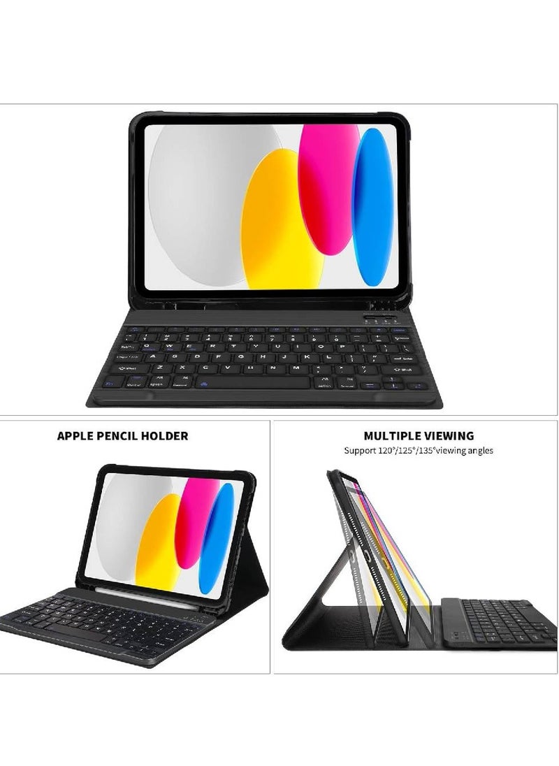iPad 10th Generation Keyboard Case with Trackpad (10.9 Inch 2022) – Wireless Detachable Multi-Touch Keyboard with Smart Folio and Pencil Holder  - Image 2