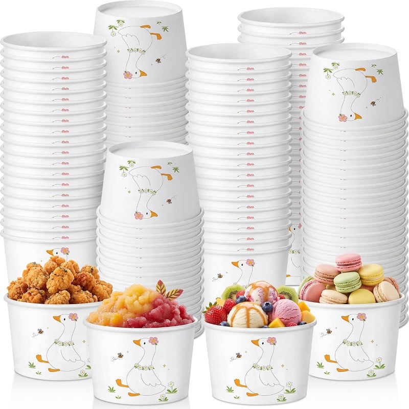 Hsei 60 Pcs 16oz Disposable One Silly Goose Snack Paper Bowls Ice Cream Cups Soup Bowls Dessert Sundae Yogurt Cups Hot Cold Drink for Holiday Party Supplies - Image 1