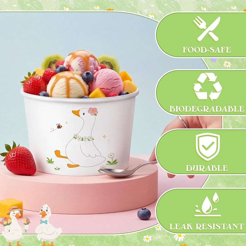 Hsei 60 Pcs 16oz Disposable One Silly Goose Snack Paper Bowls Ice Cream Cups Soup Bowls Dessert Sundae Yogurt Cups Hot Cold Drink for Holiday Party Supplies - Image 3