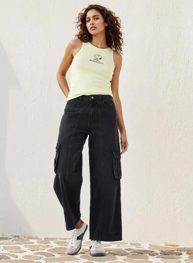 SP Characters Snoopy Embellished Sleeveless Tank Top