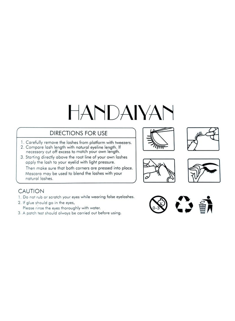 Handaiyan False Eyelashes 6D Natural Fluffy Fake Lashes, Reusable   Waterproof Glue Free Hand-made Dramatic Thick Crossed Cluster Fake Eye Lashes Soft Long Lashes Pack for Makeup - Image 4