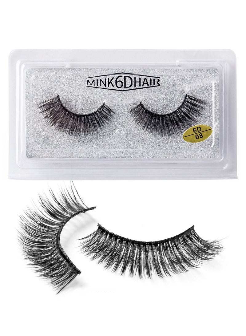Handaiyan False Eyelashes 6D Natural Fluffy Fake Lashes, Reusable   Waterproof Glue Free Hand-made Dramatic Thick Crossed Cluster Fake Eye Lashes Soft Long Lashes Pack for Makeup - Image 1