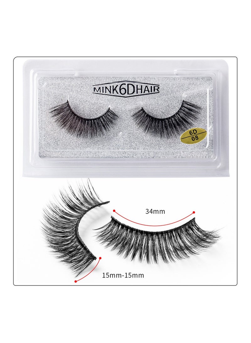 Handaiyan False Eyelashes 6D Natural Fluffy Fake Lashes, Reusable   Waterproof Glue Free Hand-made Dramatic Thick Crossed Cluster Fake Eye Lashes Soft Long Lashes Pack for Makeup - Image 3