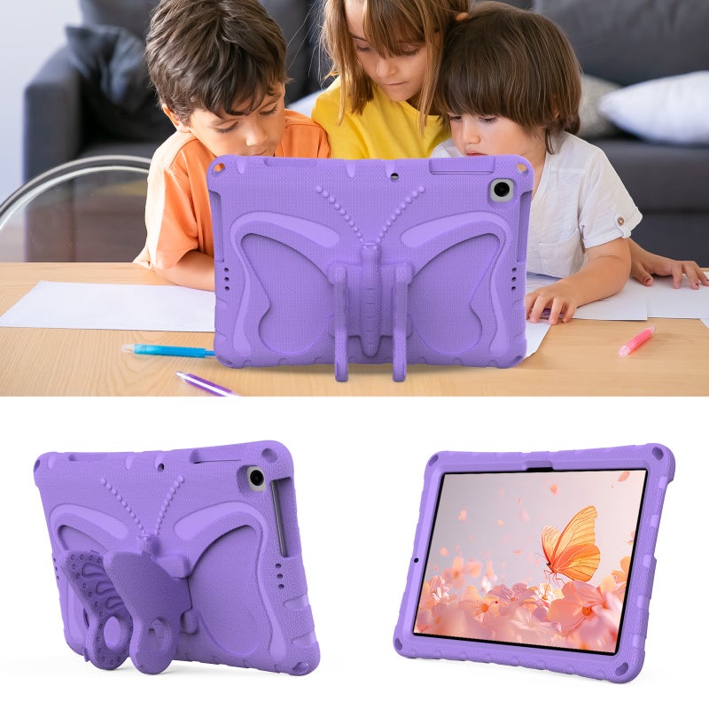 إيروريكس جراب تابلت مضاد للصدمات من مادة إي في إيه بتصميم فراشة لهاتف Honor Pad X8 / X8 Lite مقاس 10.1 بوصة (أرجواني فاتح) - Image 5