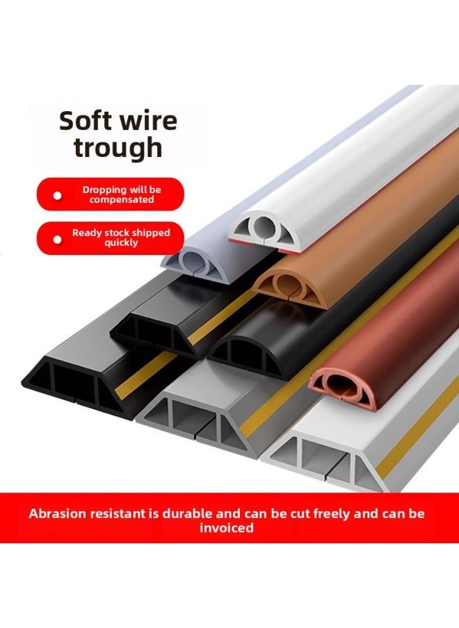 Generic - Pvc Soft Rubber Trunking Ground Surface Installation Rubber Crimping Trunking Anti-stepping Invisible Open Wire Trunking Ground Wire Trunking-Color:Gray 4cm Wide [d40 Flame Retardant Model] - Image 1