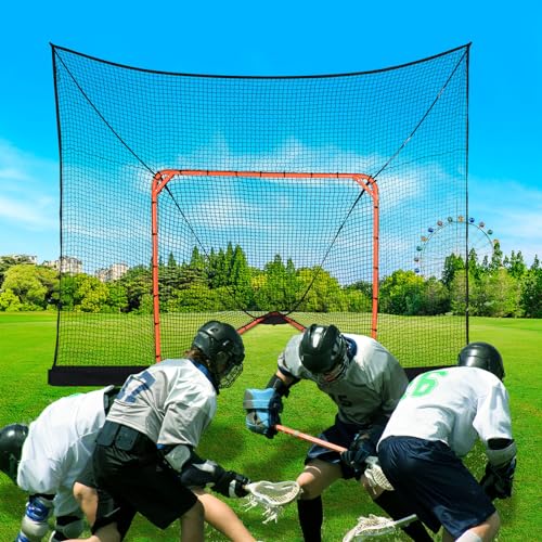 VEVOR 12x9 Hockey Lacrosse Goal Net Backstop with Extended Coverage Complete Training Accessory Set for Youth and Adults NET ONLY - Image 1