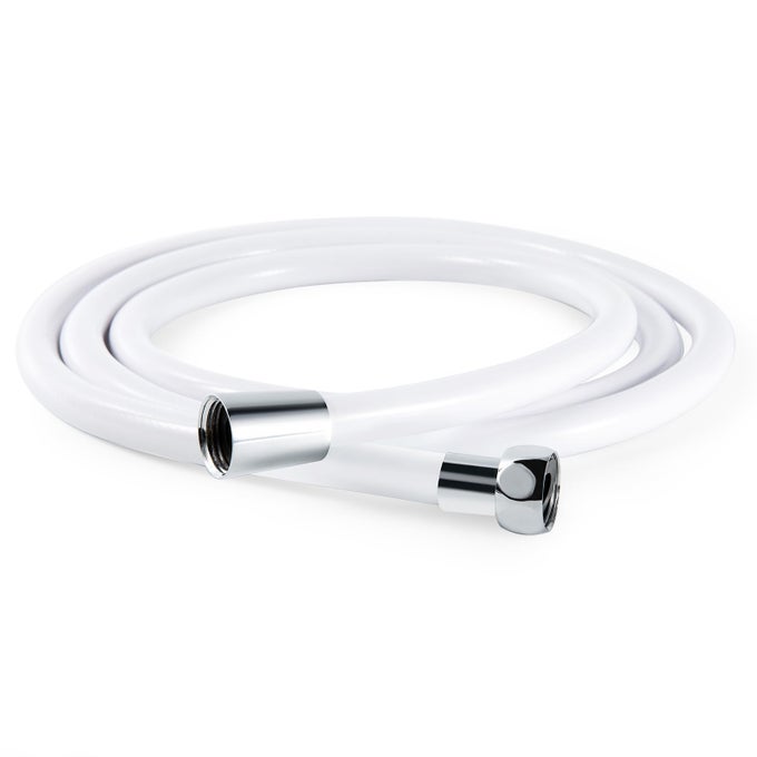 ULTRAFLEX SHOWER HOSE PREMIUM RV PVC HANDHELD SHOWER HEAD HOSE FLEX HOSES EXTENSION WITH BRASS INSERT AND NUT FOR BATHING PET BATHING 60 IN SMOOTH WHITE