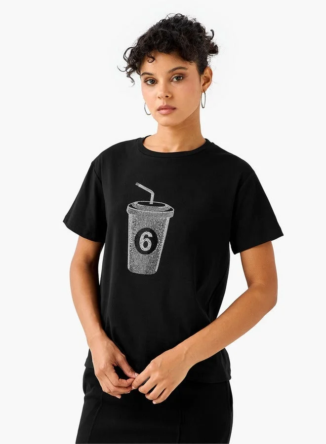 2Xtremz 2Xtremz Cotton T-shirt with Embellished Detail