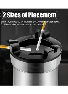KASTWAVE Ashtray with Water Tank, Standing Ashtray with Trash Can, Ashtray and Waste Disposal for for Patio Home Office, Silver  - Image 5