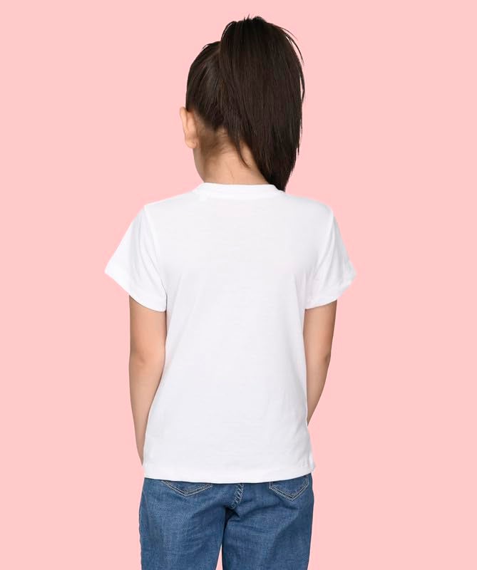 Nusyl Girls Half Sleeves Solid T-Shirt for Kids | Soft Cotton Blend | Comfortable Regular Fit | Casual 2-16 Years | White - Image 2