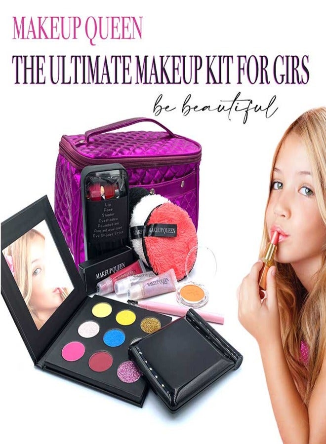 Go4Shop Girls Makeup Kit Cosmetic Beauty Set,Portable Makeup Kit with Storage Case,Washable and Nontoxic Cosmetic Toys for Little Girls - Image 1