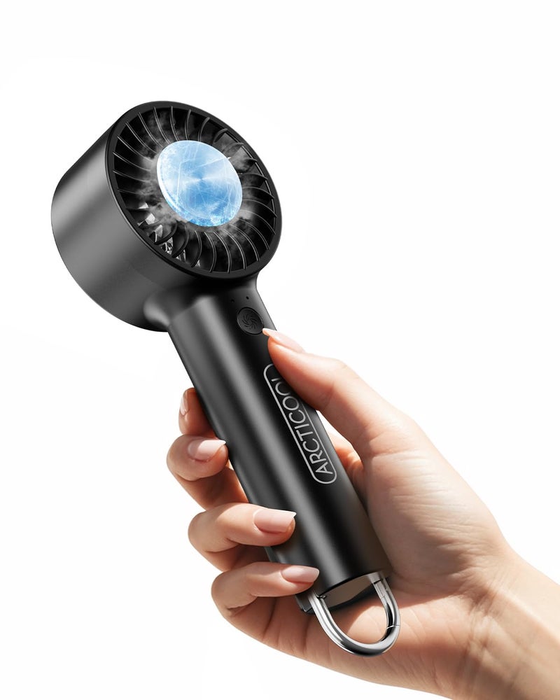 ARCTICOOL Ice-Cool Portable Mini Fan with Semiconductor Cooling Tech - 7500RPM Rechargeable Handheld Fan with Buckle, 2000mAh Battery, Pocket-Sized Cooling for Makeup, Travel, and Outdoor Use (Black) - Image 1