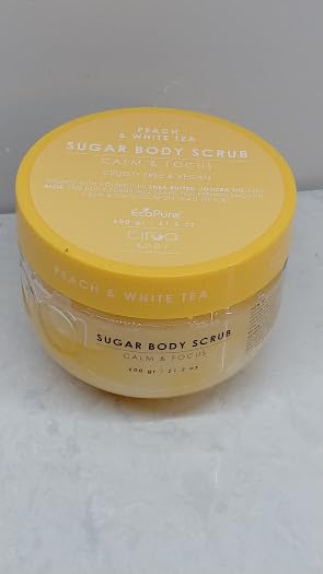 Generic CIROA PEACH  WHITE TEA SUGAR BODY SCRUB 212 OZ CALM  FOCUS CRUELTY  VEGAN FREE 600GR 