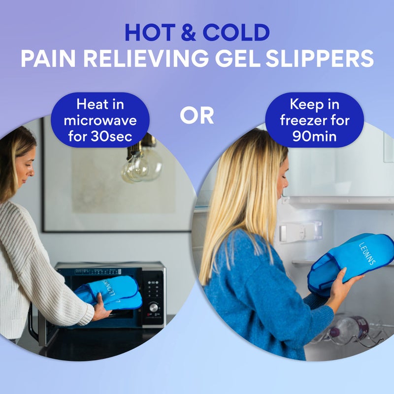 LEONNS Gel Ice Pack Slippers - Provides Hot and Cold Therapy for Foot Pain, Neuropathy Pain Relief for Feet, Gout Relief, Swollen Feet, Plantar Fasciitis and Heel Spurs- One Size Fits Most (Blue) - Image 3