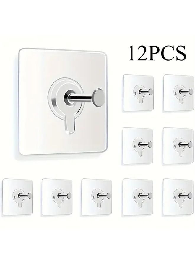 12pcs Self Adhesive Wall Hooks 13 lbs Capacity No Nail Damage Free Installation - Image 1