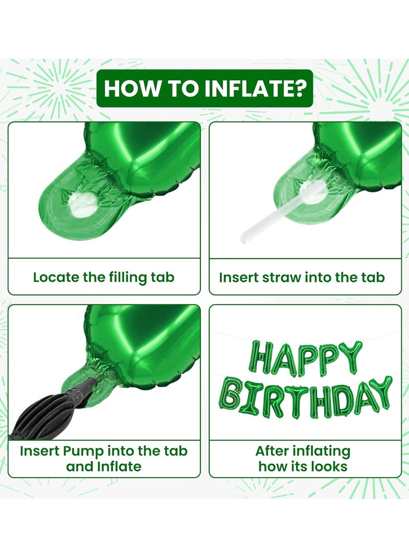 KATCHON Green Happy Birthday Balloons - 16 Inch | Green Happy Birthday Banner, Green Birthday Sign | Jungle Party Decorations | Green Happy Birthday Sign for Emerald Green Birthday Decorations Women - Image 3