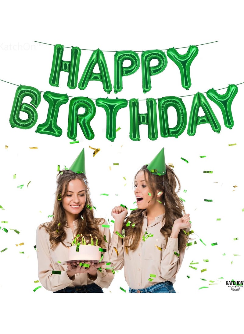 KATCHON Green Happy Birthday Balloons - 16 Inch | Green Happy Birthday Banner, Green Birthday Sign | Jungle Party Decorations | Green Happy Birthday Sign for Emerald Green Birthday Decorations Women - Image 5