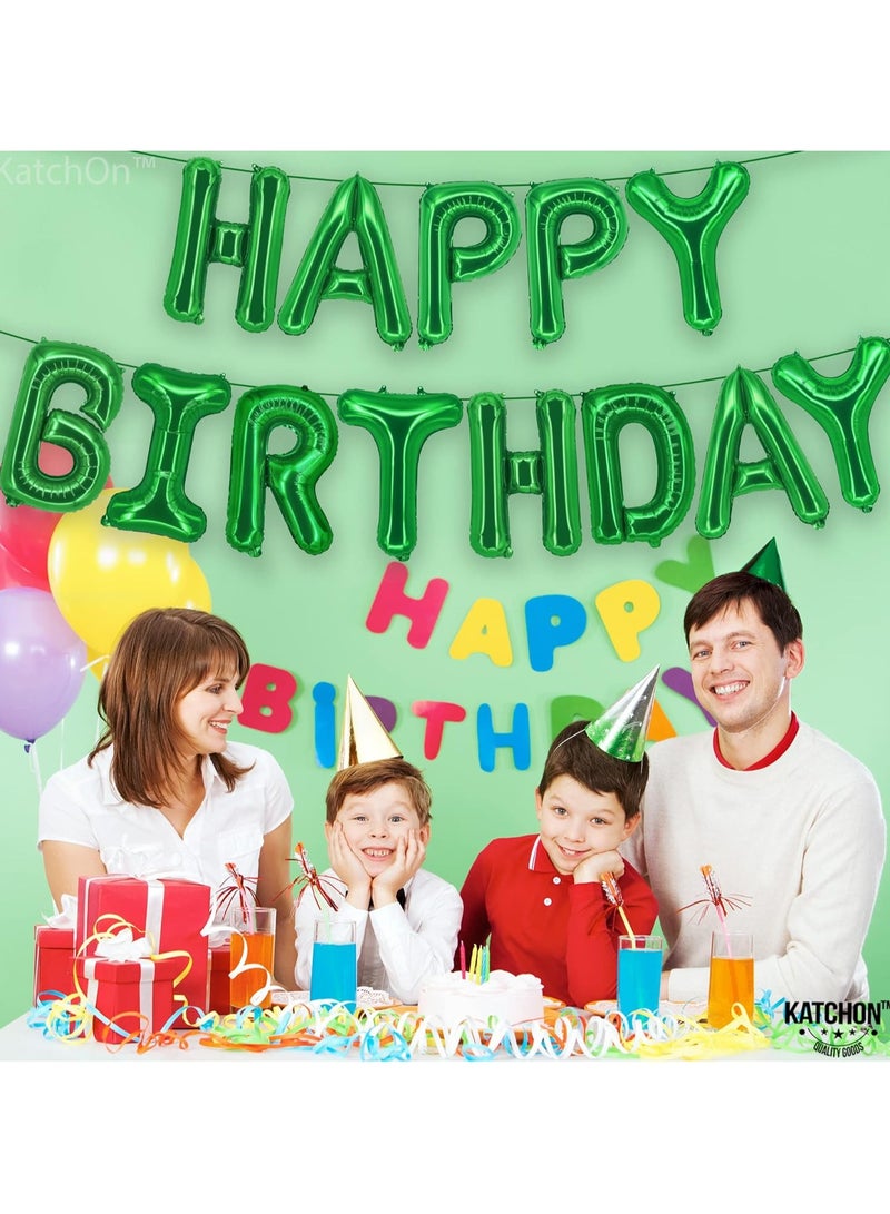 KATCHON Green Happy Birthday Balloons - 16 Inch | Green Happy Birthday Banner, Green Birthday Sign | Jungle Party Decorations | Green Happy Birthday Sign for Emerald Green Birthday Decorations Women - Image 4