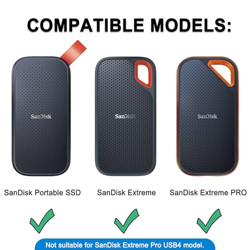 Lacdo Hard Carrying Case for SanDisk Extreme Pro/SanDisk Extreme Portable External SSD 500GB 1TB 2TB 4TB 8TB USB-C Solid State Drive EVA Shockproof Protective Storage Travel Bag, Black+Orange - Image 2