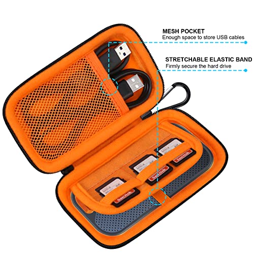 Lacdo Hard Carrying Case for SanDisk Extreme Pro/SanDisk Extreme Portable External SSD 500GB 1TB 2TB 4TB 8TB USB-C Solid State Drive EVA Shockproof Protective Storage Travel Bag, Black+Orange - Image 4
