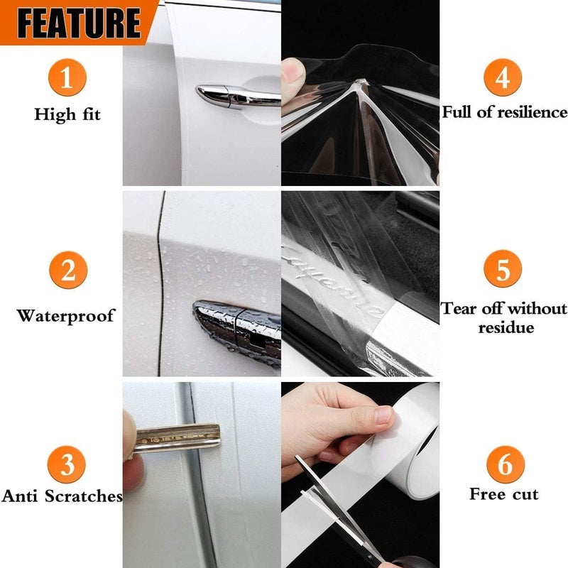 MYFAMIREA Anti-Scratch Anti-Collision Adhesive Strip Car Door Edge Guard Protector Strip Car Door Scuff Plate Protectors Transparent Invisible Tape for Rear Bumper/Door(16.4Ft x 2.8In) - Image 2