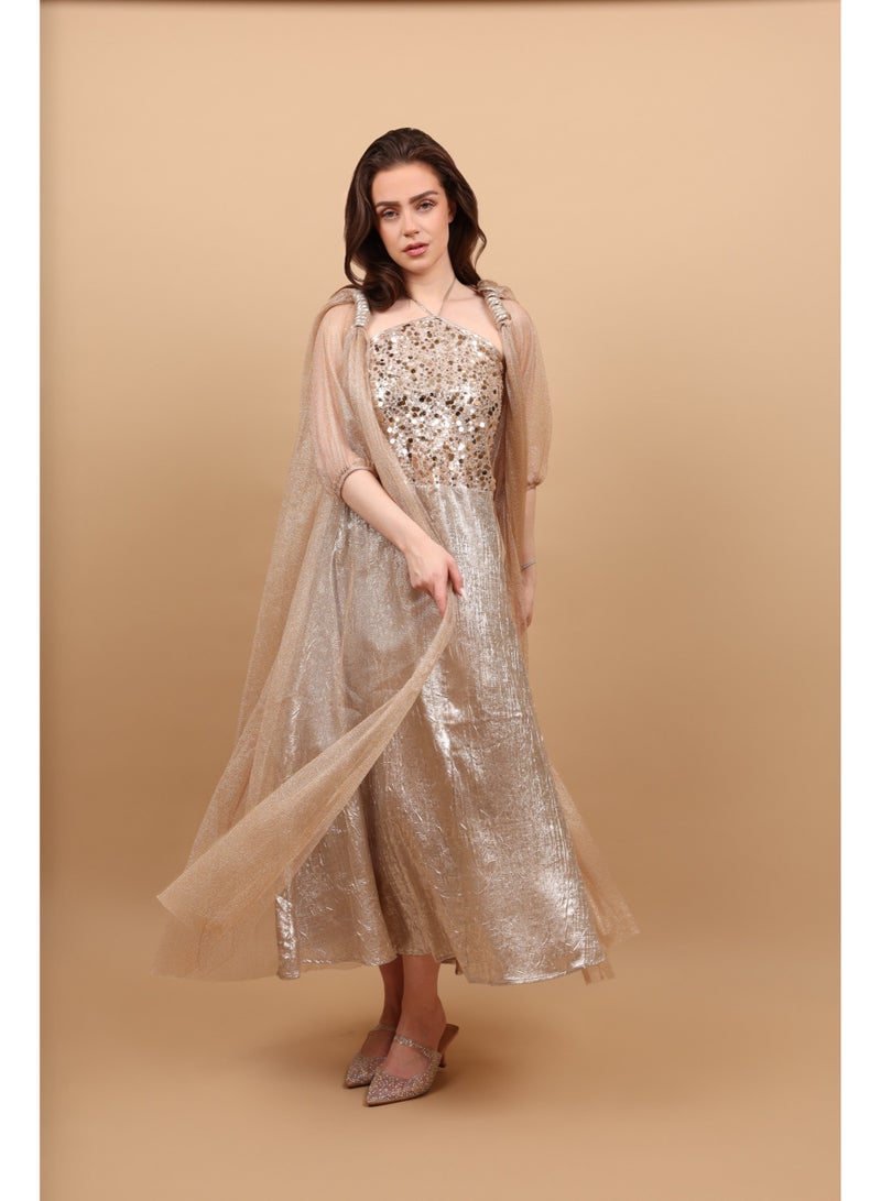 اكسا اككسا جلابية سرايا IK4043 بني - Image 4