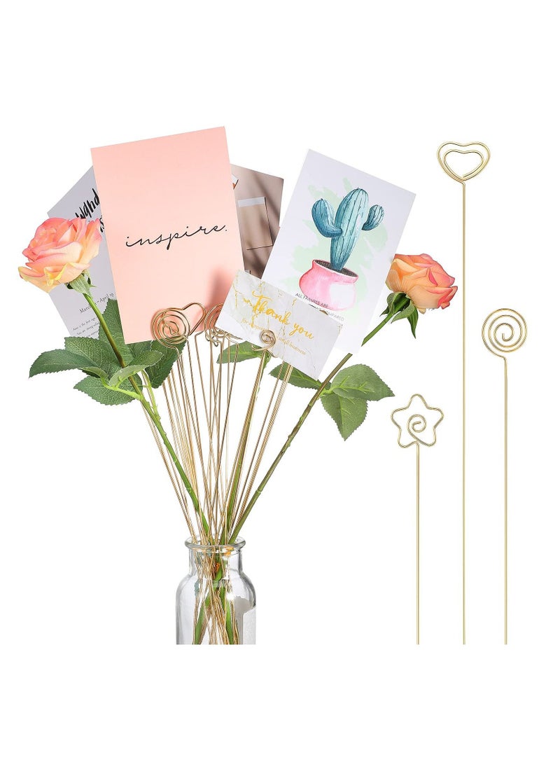 SYOSI Metal Wire Floral Picks Wire Place Card Holder Stand, 30 Pieces 13 Inch Table Number Holder Photo Clip Memo Holder for Wedding Birthday Party Favor - Image 1
