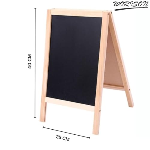 worison Double Sided Chalkboard and Whiteboard Easel Stand – 20X25 CM Wooden Frame Message Board for Signs, Art and Display, Reversible Blackboard and Whiteboard Stand for Home, Office - Image 4