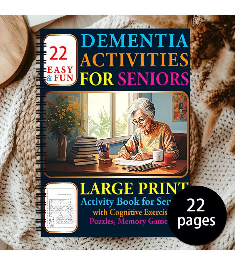 كتيب أنشطة كبير الطباعة للتدريب المعرفي لمرضى الخرف ألعاب الذاكرة كتاب رعاية مرضى الزهايمر - Image 1