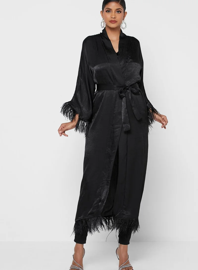 Khizana Feather Trim Abaya