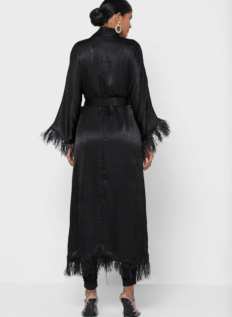 Khizana Feather Trim Abaya